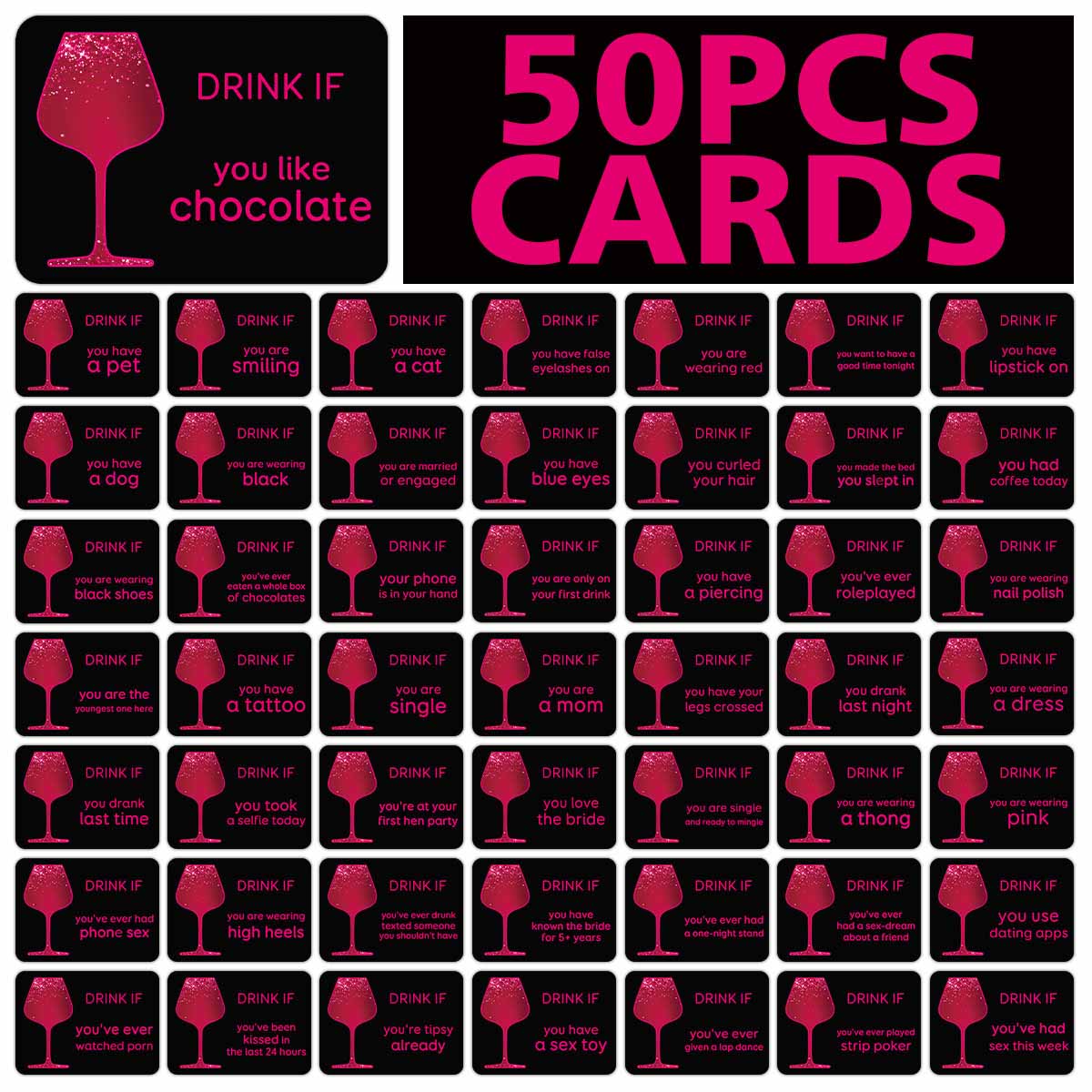 Party Games Bachelorette - 50 adet Bekarlığa Veda Partisi İçecek